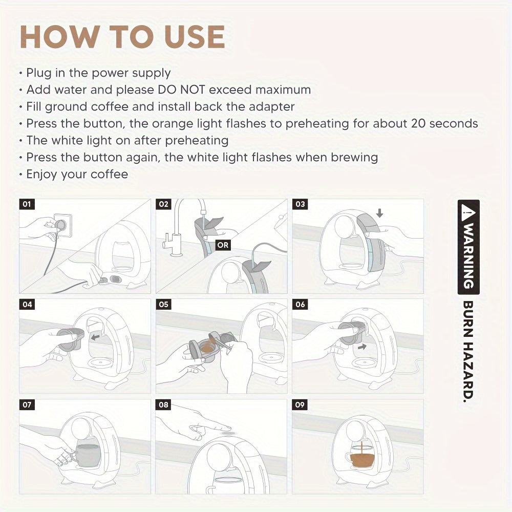 2 in 1 Coffee Maker K Cup & Ground Coffee Brewer 4-8 Cup Size