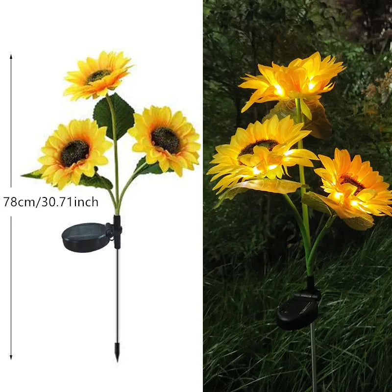 Solar Sunflower 3 Heads or 1 Head LED