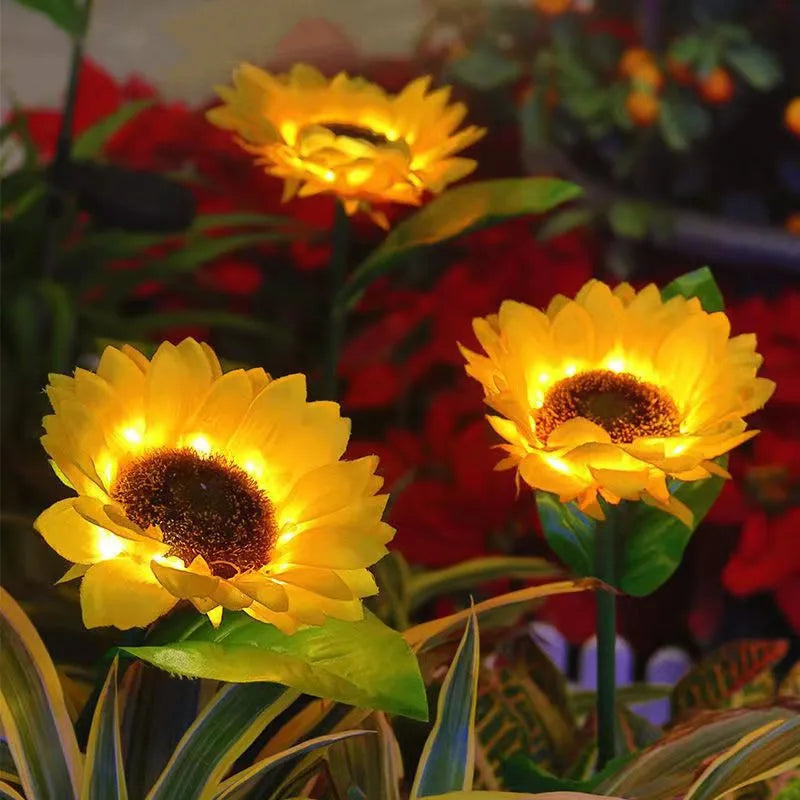 Solar Sunflower 3 Heads or 1 Head LED