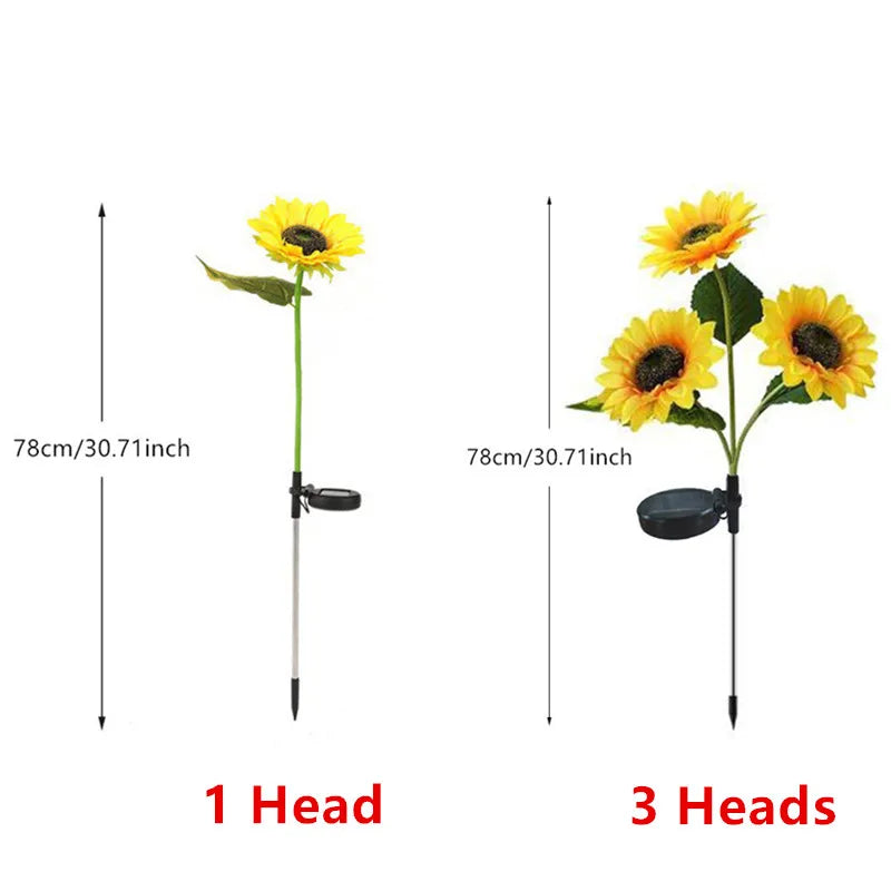 Solar Sunflower 3 Heads or 1 Head LED