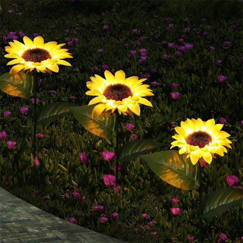 Solar Sunflower 3 Heads or 1 Head LED