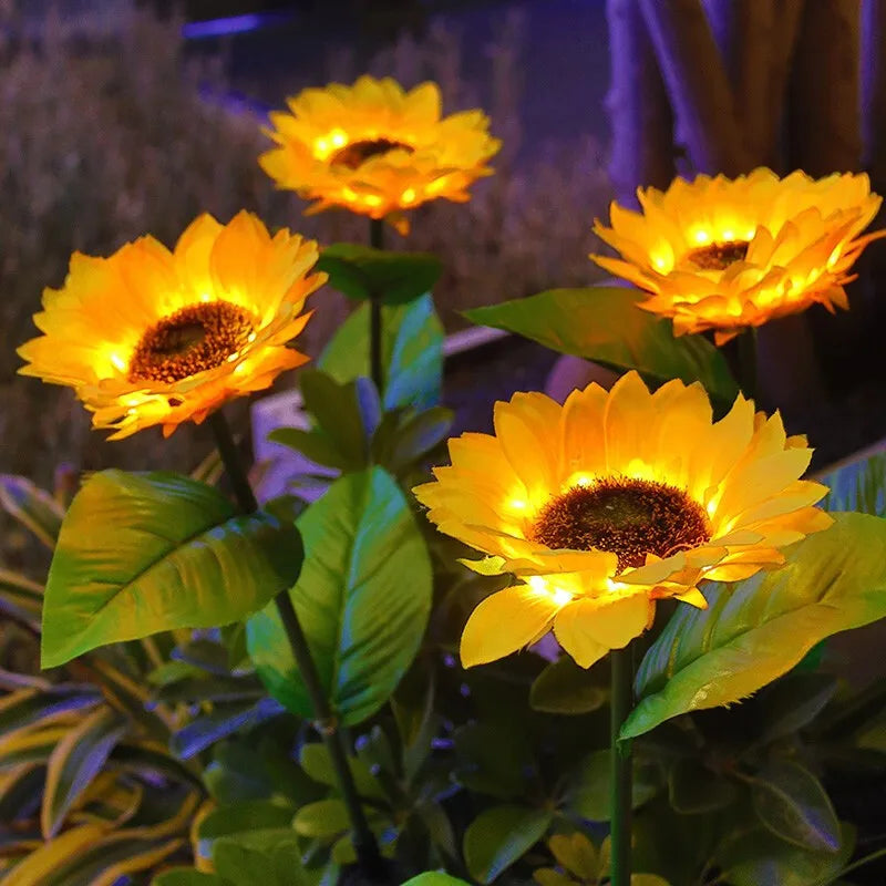 Solar Sunflower 3 Heads or 1 Head LED