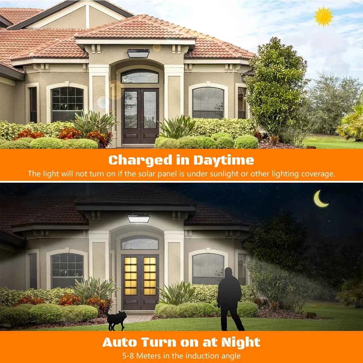 Solar Lights Outdoor Waterproof Motion Sensor w/ 3 Modes IP65 Waterproof