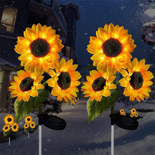 Solar Sunflower 3 Heads or 1 Head LED