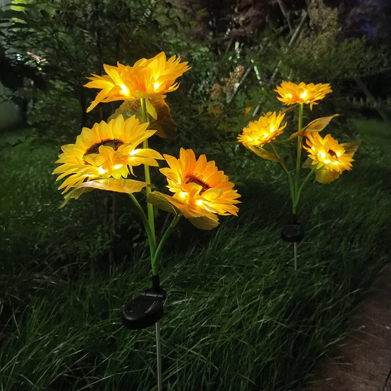 Solar Sunflower 3 Heads or 1 Head LED