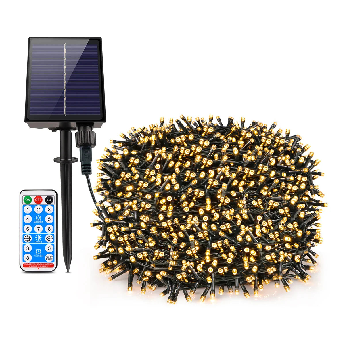Solar Panel Fast Charge Outdoor String Fairy Light 100M 1000 LED
