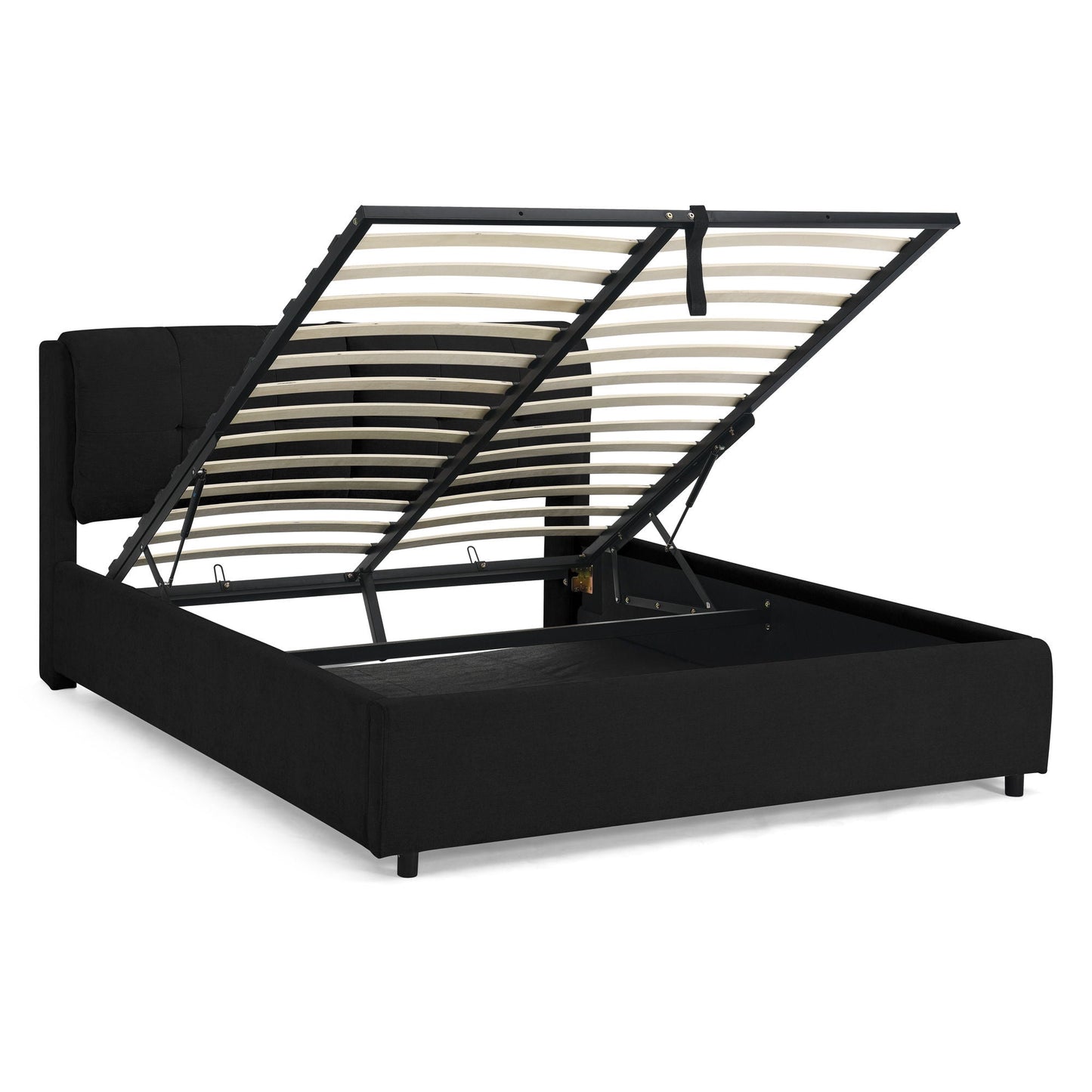 Storage Upholstered Hydraulic Bed w/ Integrated Headboard
