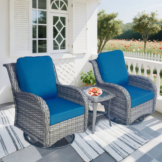 Wicker Patio Furniture Set - 3 Piece Rattan