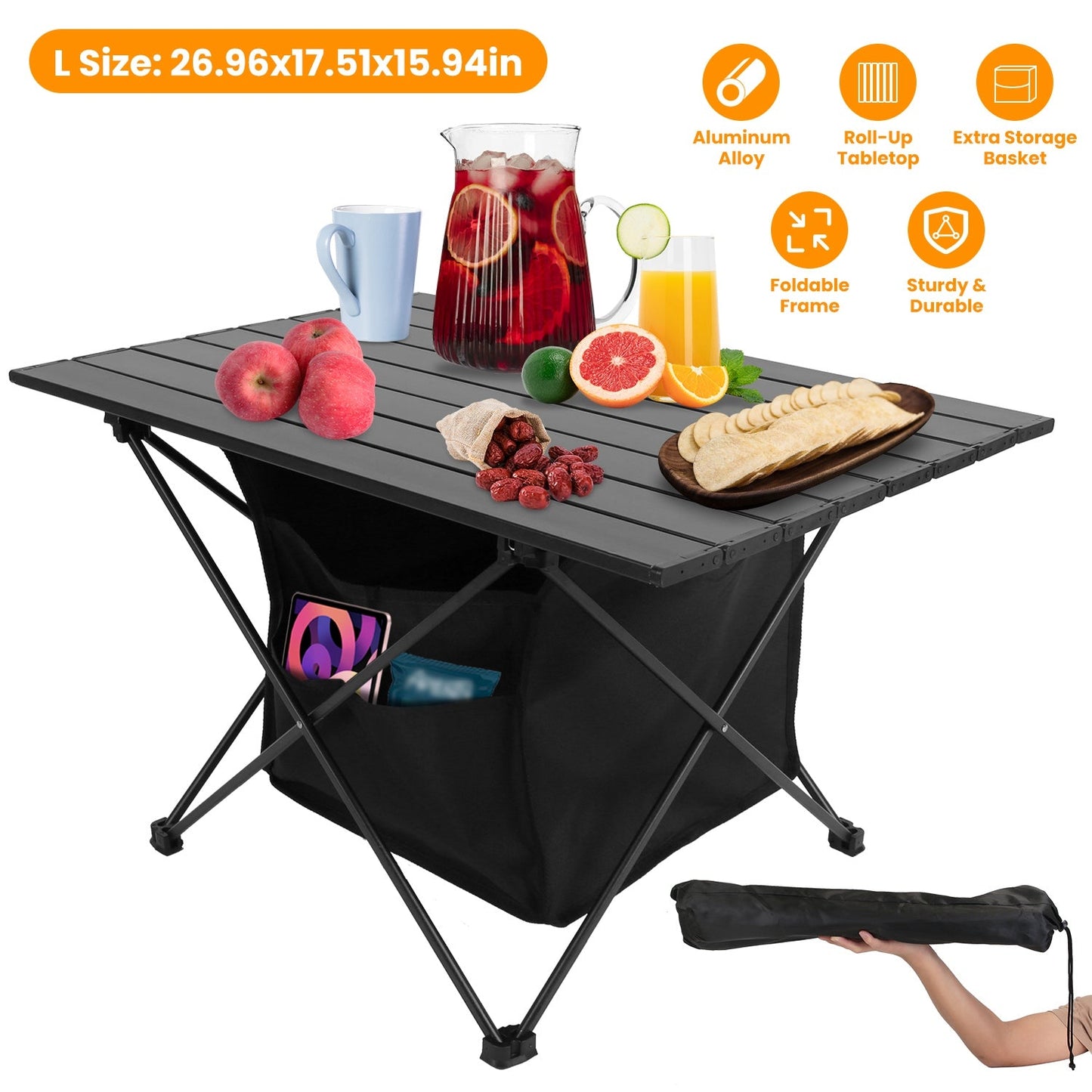 Foldable Camping Table With Storage