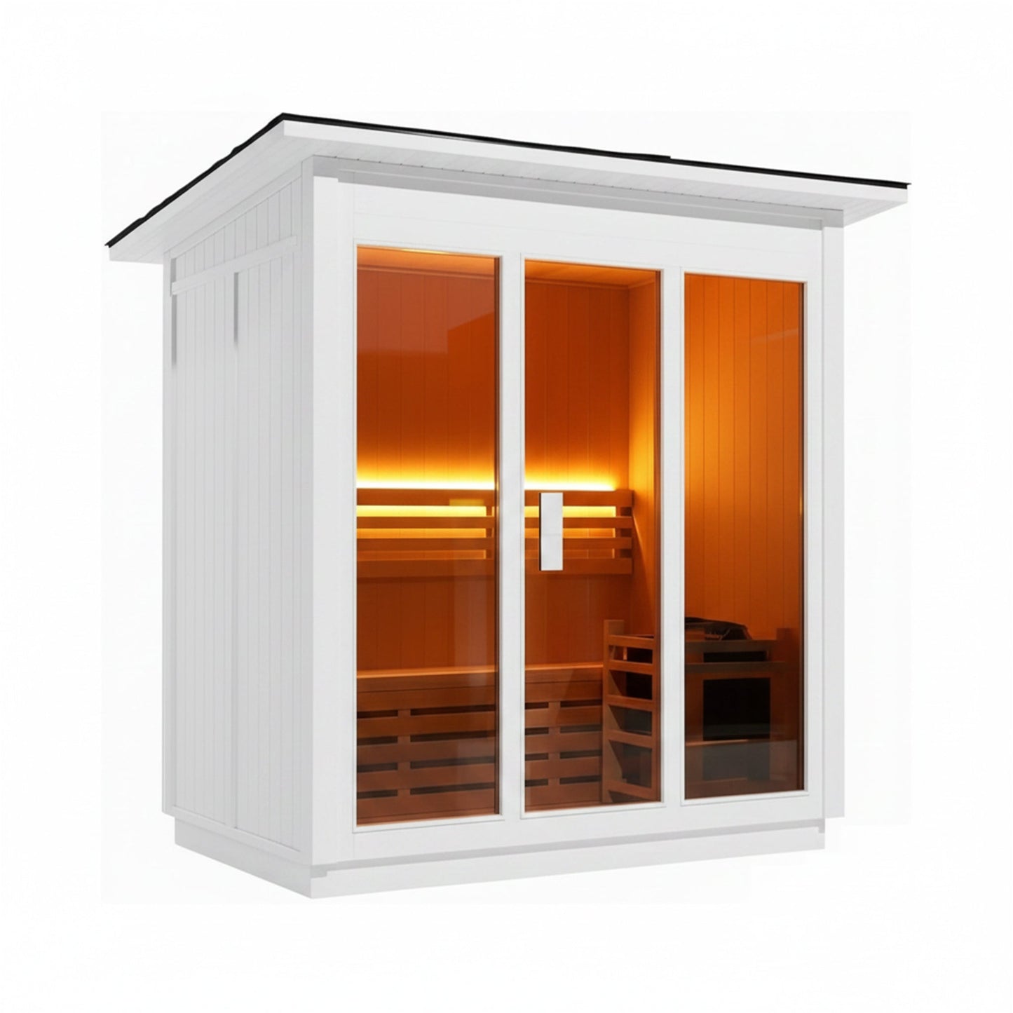 Custom 4-Person Luxury Canadian Red Cedar Outdoor Steam Sauna With Heater And Stones [Made-To-Order] (SAK42068)