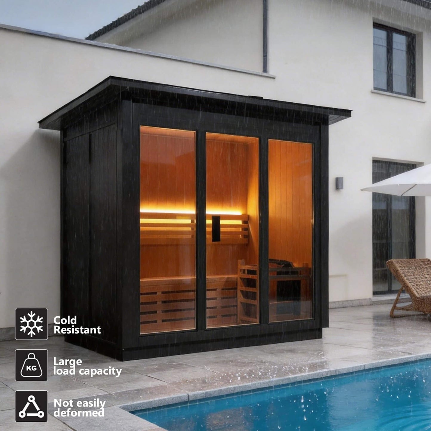 Custom 4-Person Luxury Canadian Red Cedar Outdoor Steam Sauna With Heater And Stones [Made-To-Order] (SAK42068)