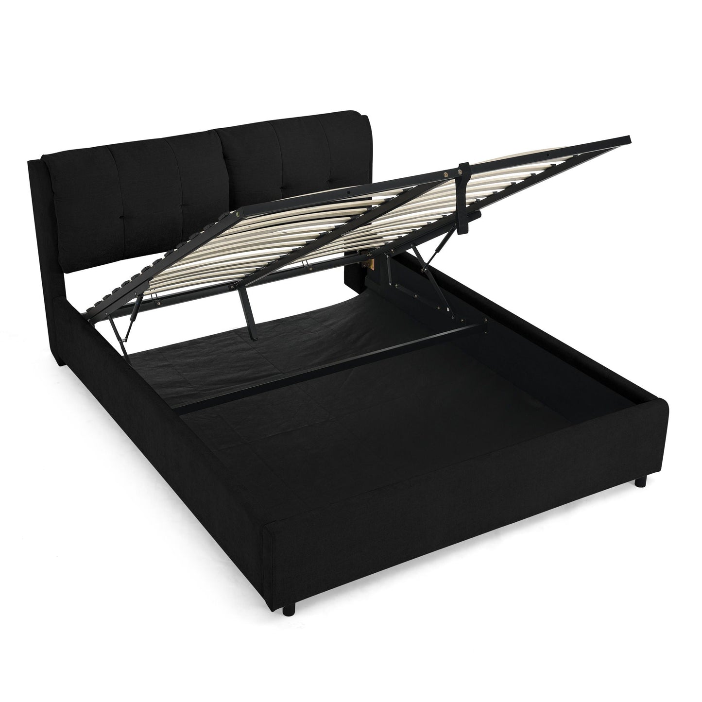 Storage Upholstered Hydraulic Bed w/ Integrated Headboard