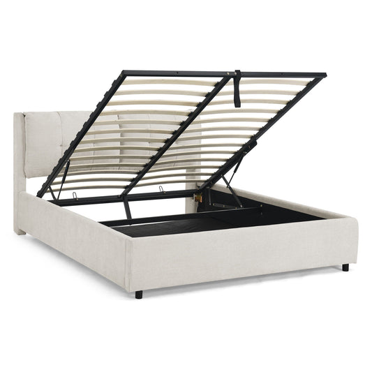 Storage Upholstered Hydraulic Bed w/ Integrated Headboard