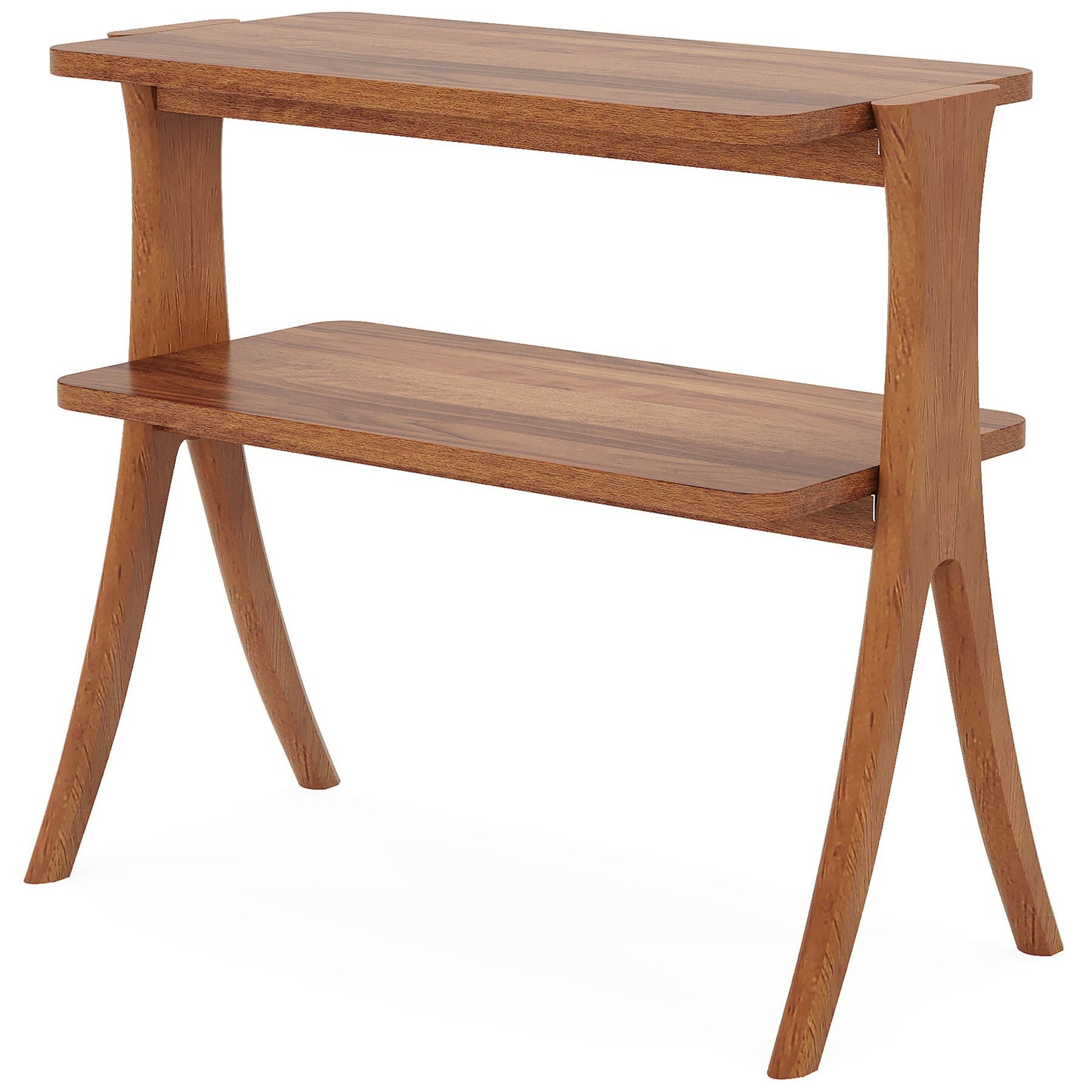 Narrow 2 Tier Side Slim Accent Table - Walnut