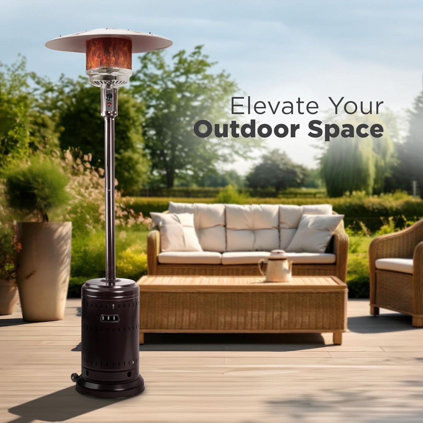 Outdoor Patio Heater w/ Wheels Bronze 46K BTU