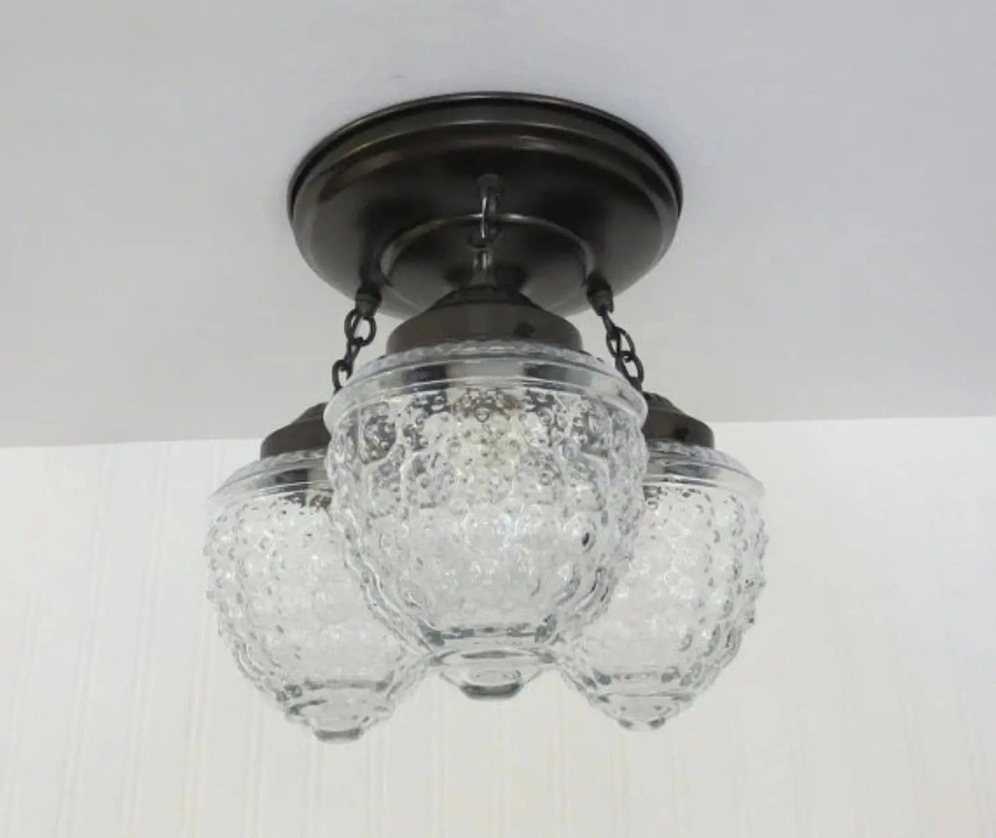 Antique Acorn Glass Ceiling Light 3 Light