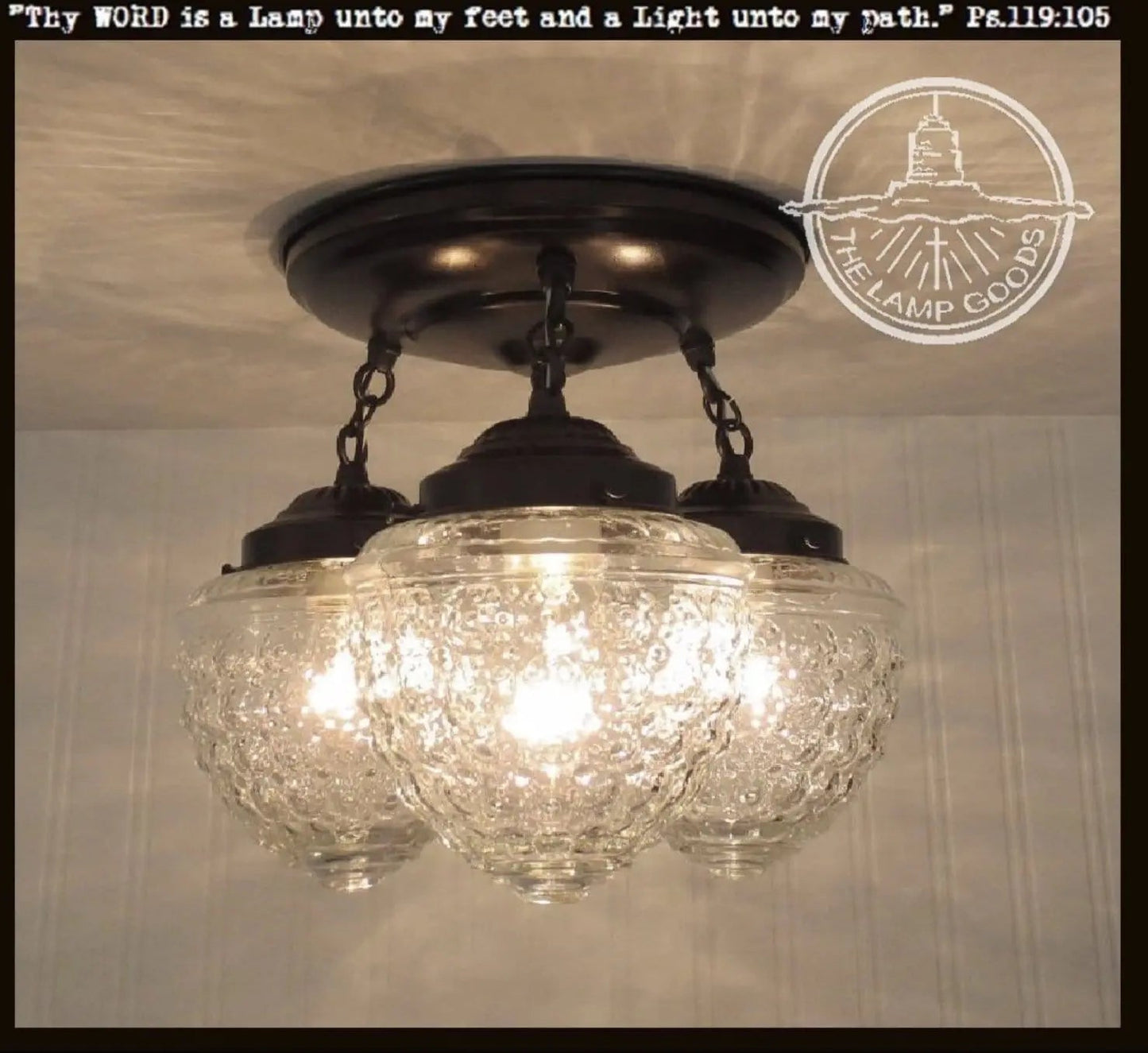 Antique Acorn Glass Ceiling Light 3 Light