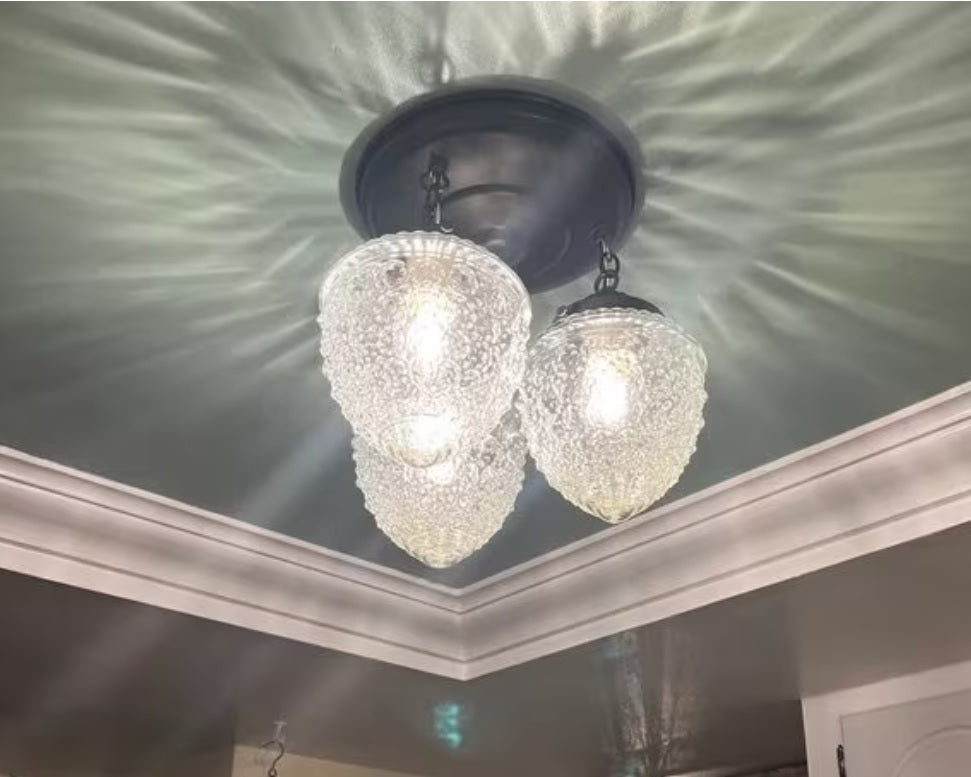 Antique Acorn Glass Ceiling Light 3 Light