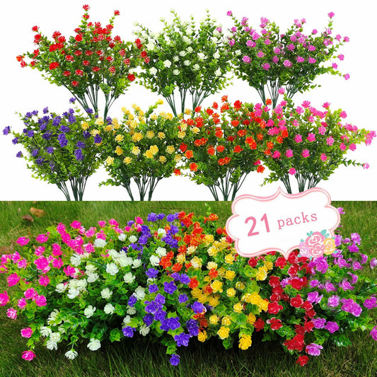 UV Resistant Faux Plants Plastic 7 Colors