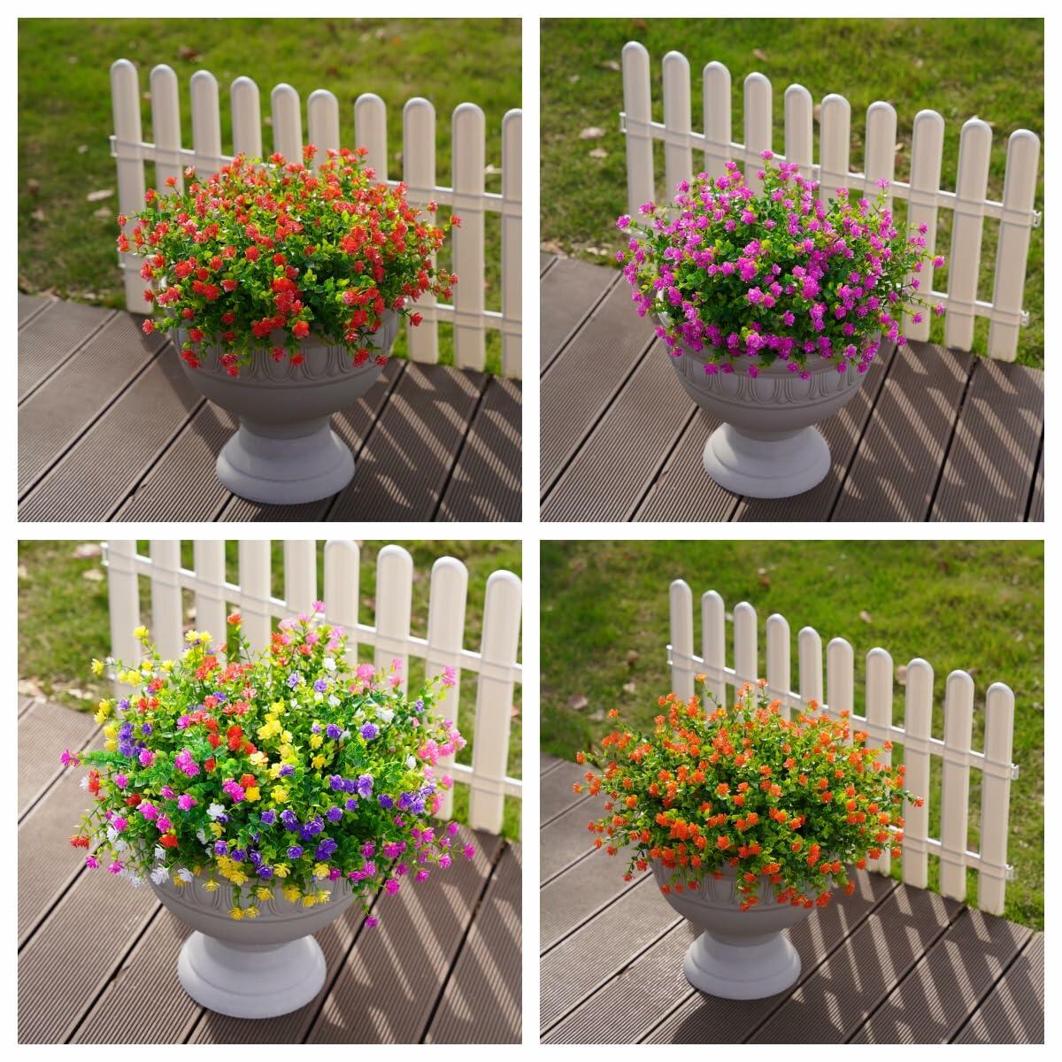 Artificial Fall Mums Flowers 12 Bundles UV Resistant Mix Color