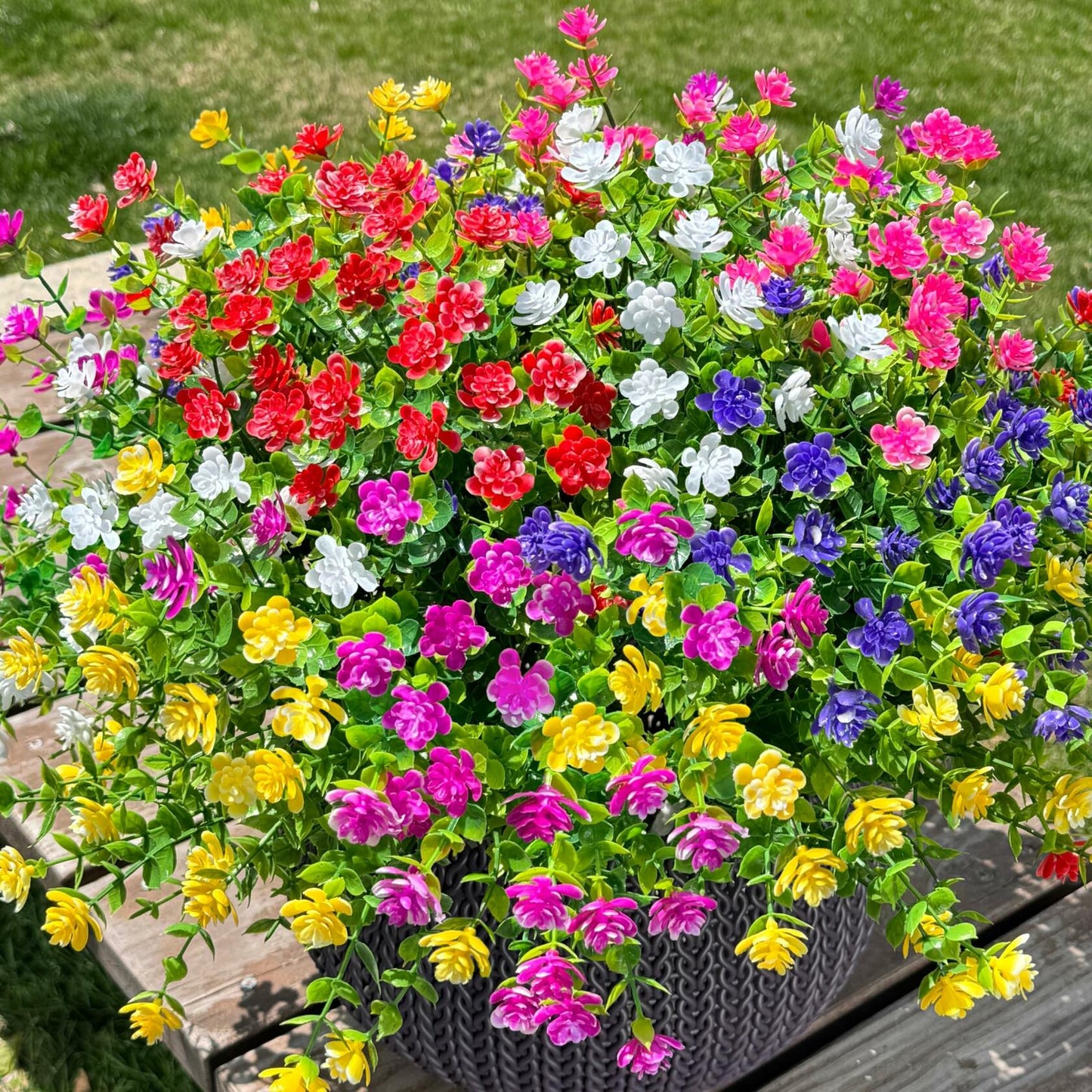 Artificial Fall Mums Flowers 12 Bundles UV Resistant Mix Color