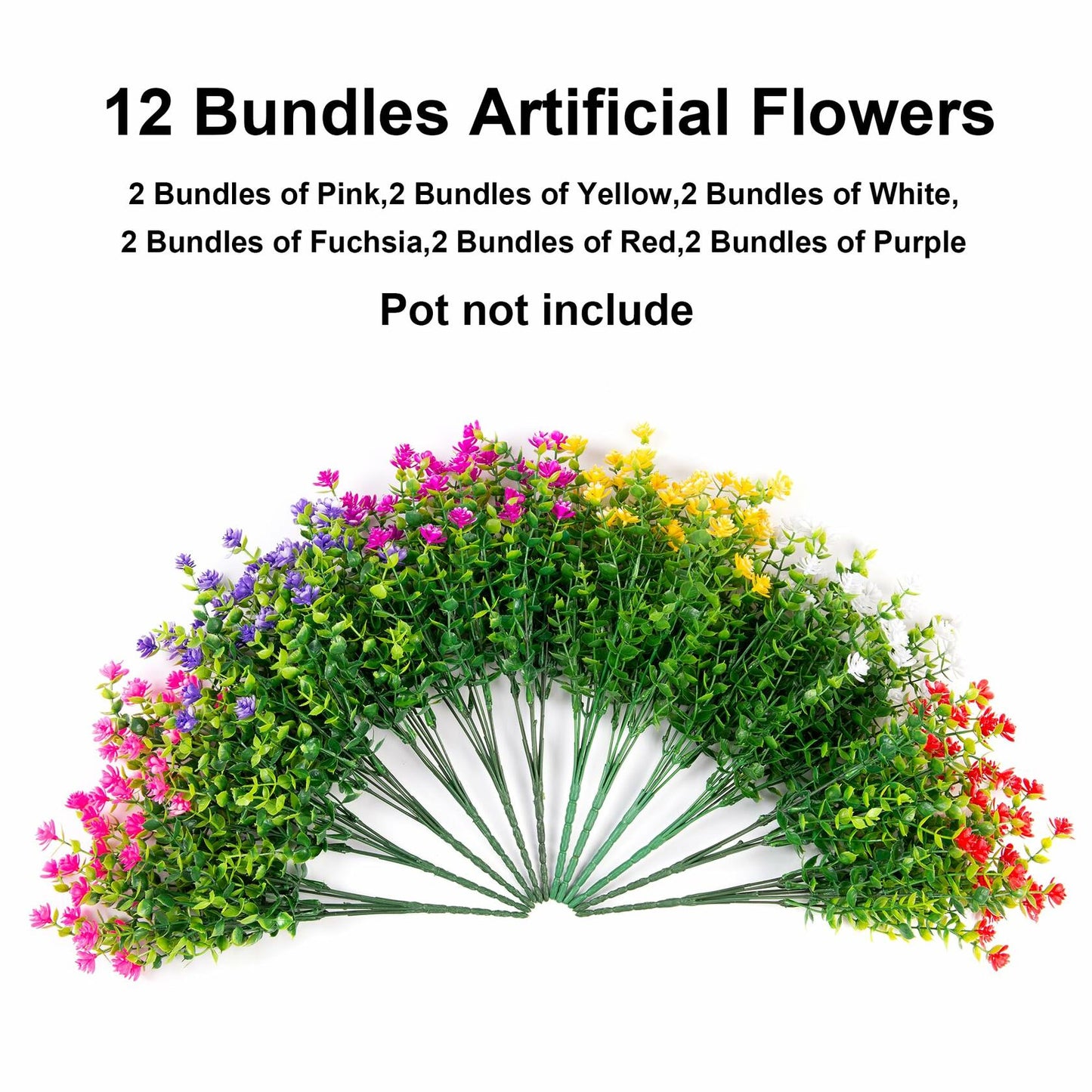 Artificial Fall Mums Flowers 12 Bundles UV Resistant Mix Color