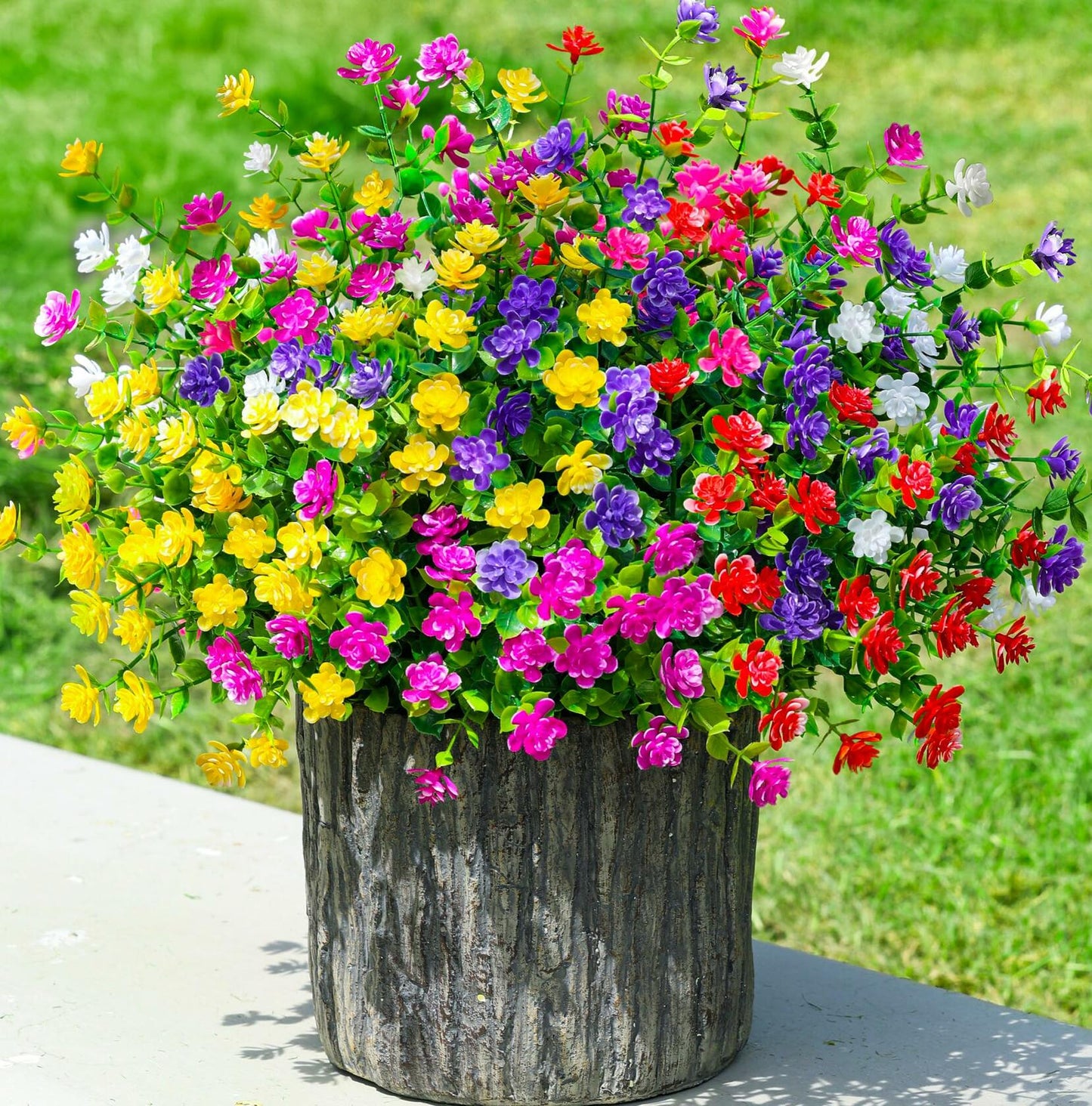 Artificial Fall Mums Flowers 12 Bundles UV Resistant Mix Color
