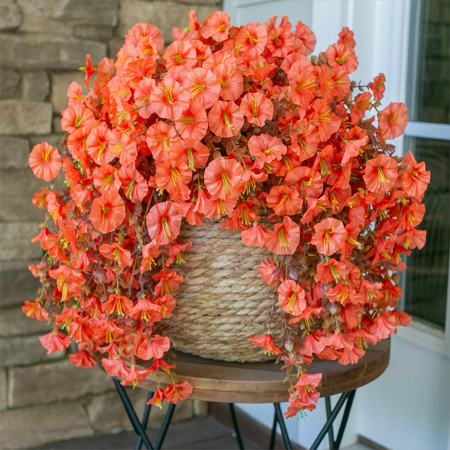 Artificial Fall Hanging Flowers 2 PCS Orange Brown Leaves