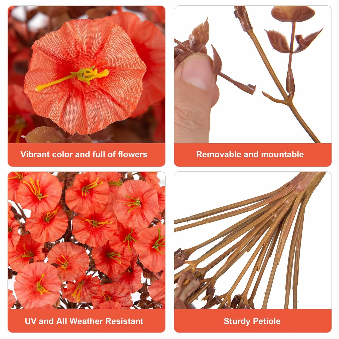 Artificial Fall Hanging Flowers 2 PCS Orange Brown Leaves