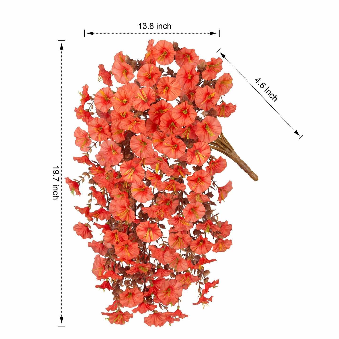 Artificial Fall Hanging Flowers 2 PCS Orange Brown Leaves