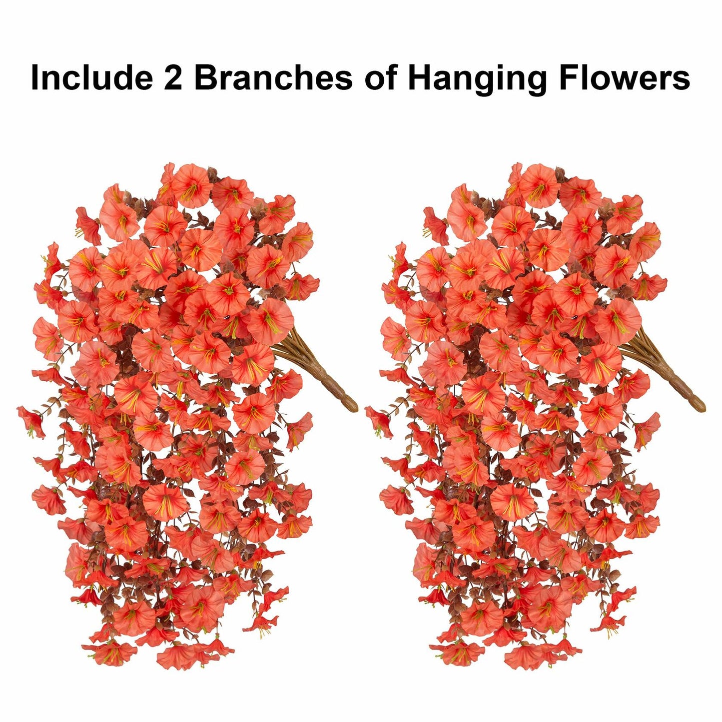 Artificial Fall Hanging Flowers 2 PCS Orange Brown Leaves