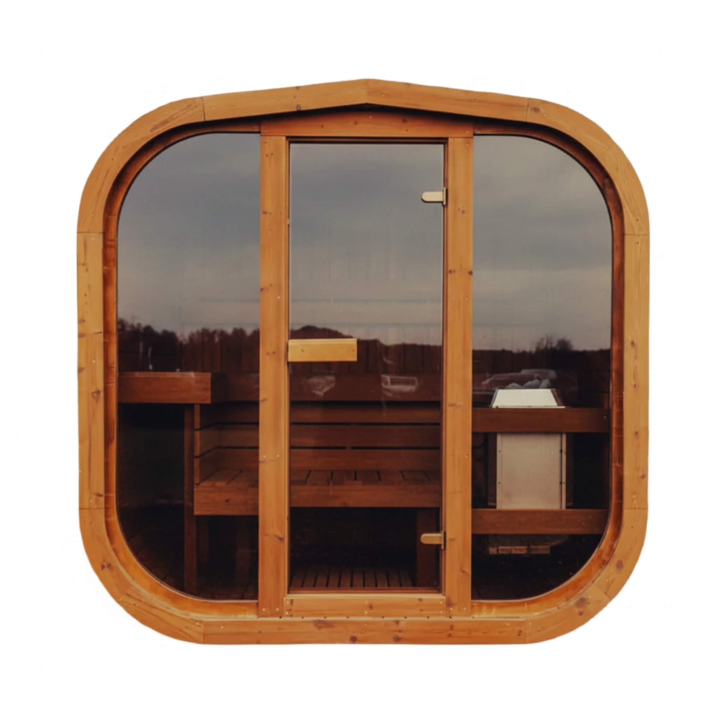 Premium 3-Person Outdoor Scandinavian ThermoWood Cube Sauna Kit With LED Lighting (SAK47582)