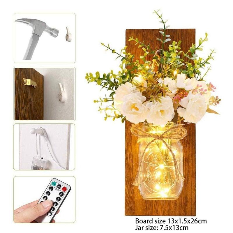 Rustic Wall Sconces Flower Lamp Mason Jar