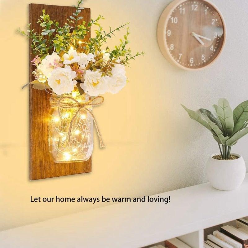 Rustic Wall Sconces Flower Lamp Mason Jar