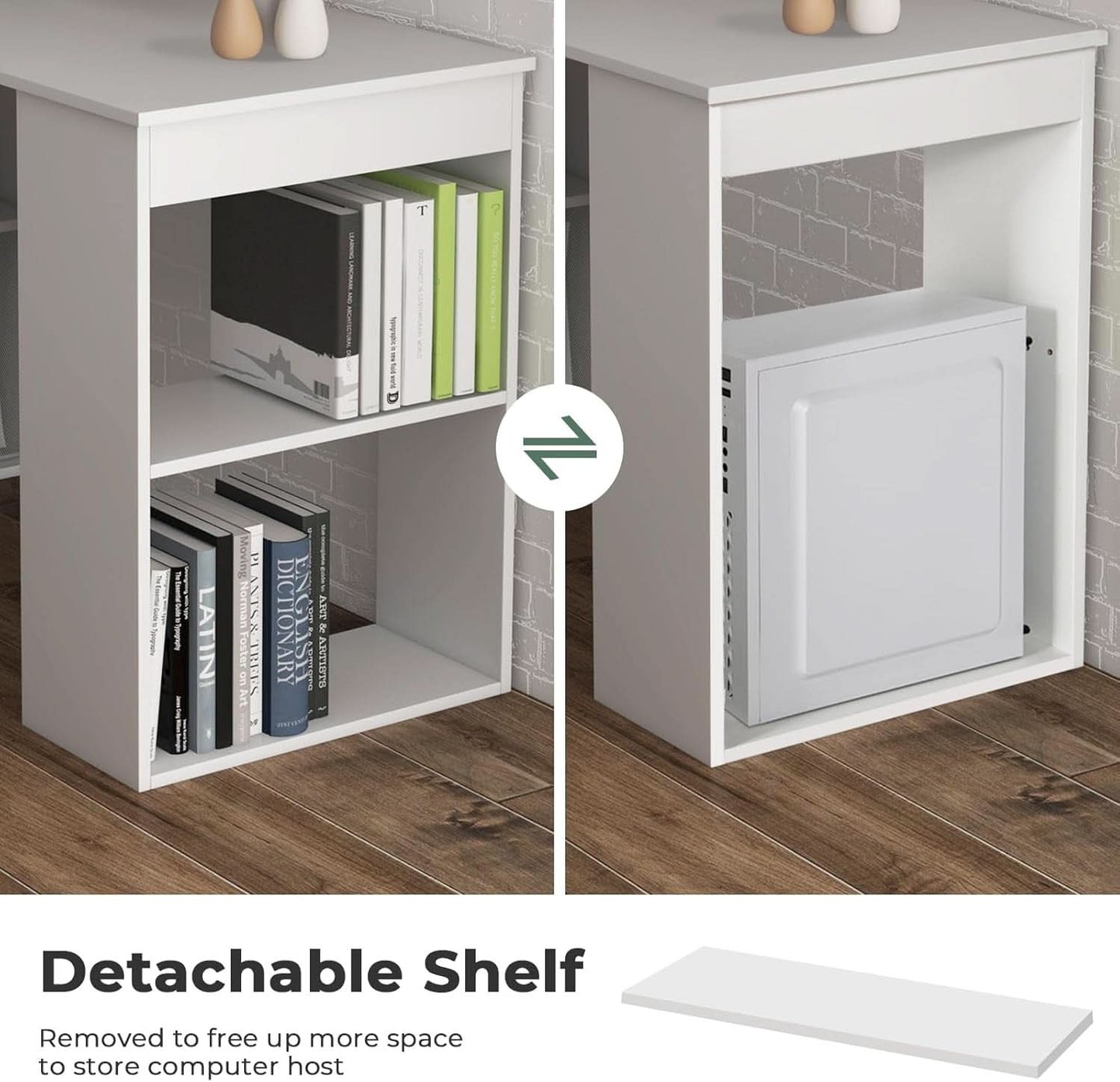 Space-Saving 48 Inch Desk with Bookshelf